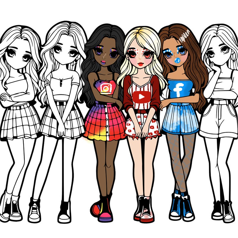 a group of girls realistic