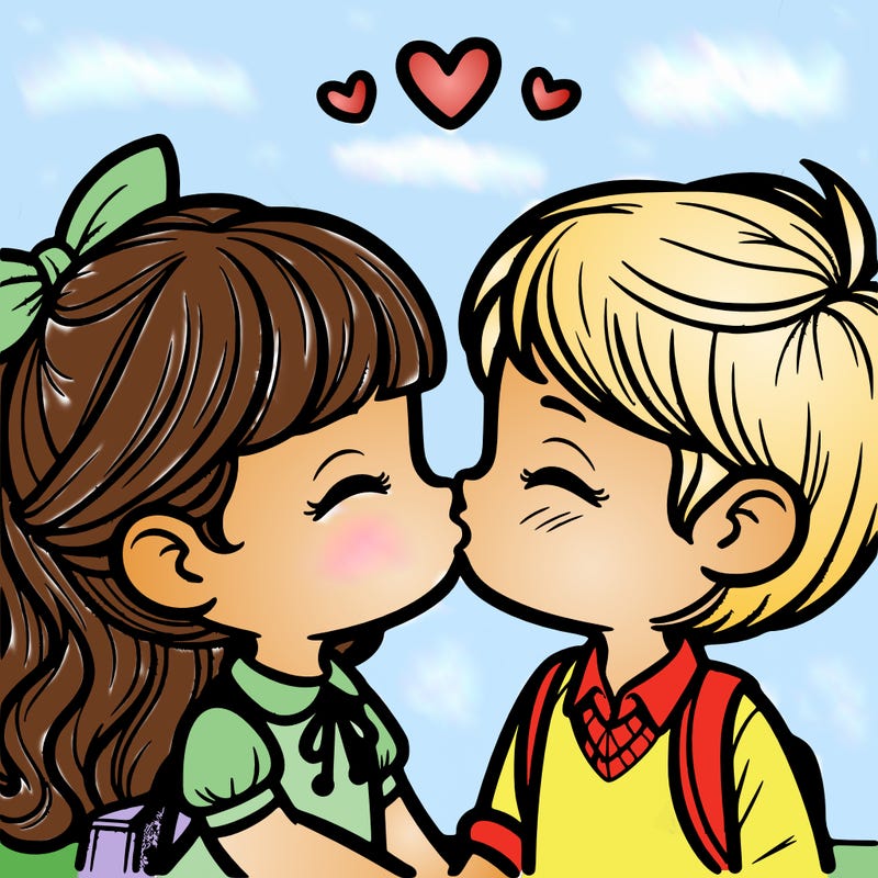 boy and girl kissing