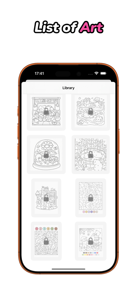 Doodle Together: Draw & Color - A library of various coloring pages and art designs in the Doodle Together app.