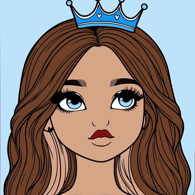 a realistic girl with a crown on