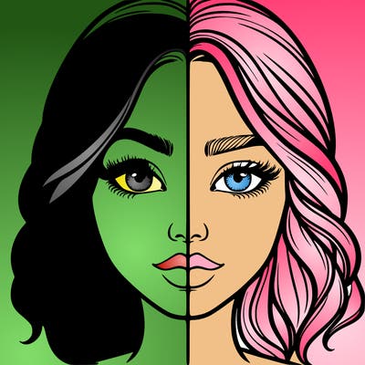 realistic girl split half