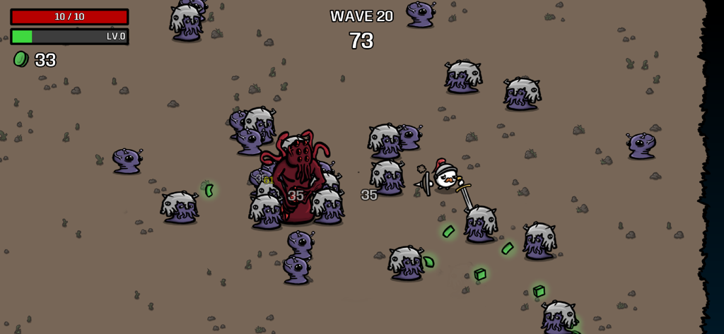 Brotato - Un personaggio patata che combatte orde di alieni viola nel gioco mobile Brotato