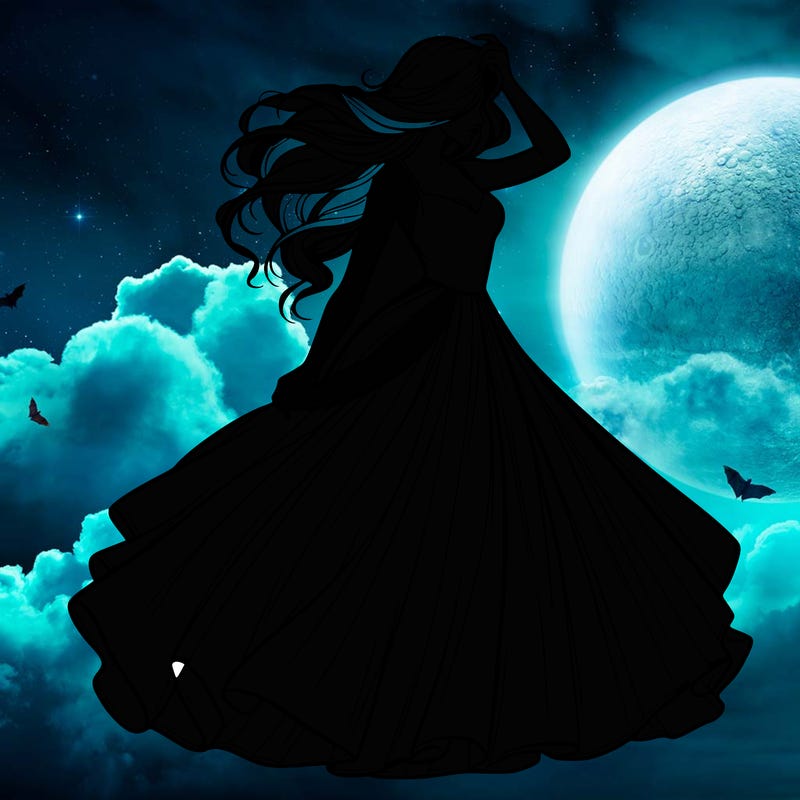 realistic woman with dress flowing in the wind