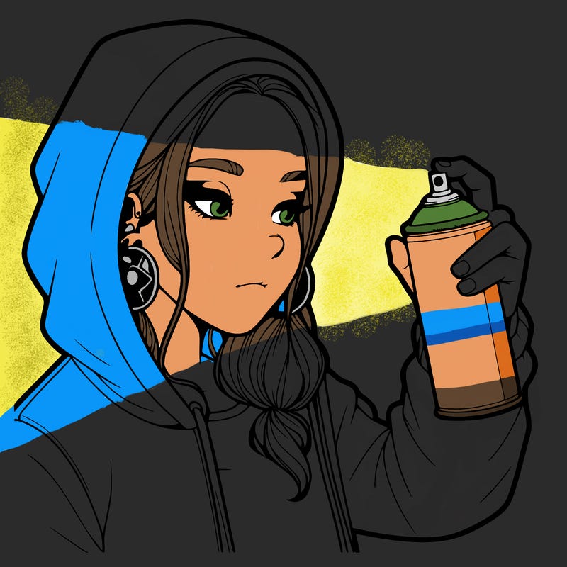 a realistic girl, spray painting