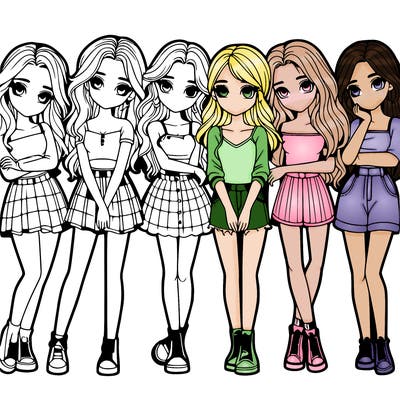 a group of girls realistic