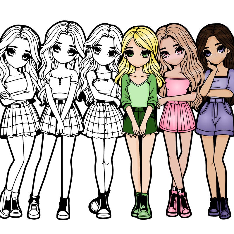 a group of girls realistic