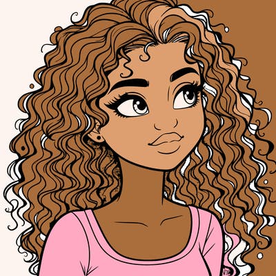 realistic girl with curly hair