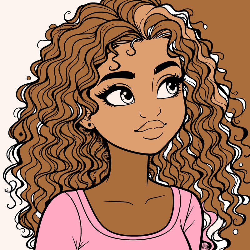 realistic girl with curly hair