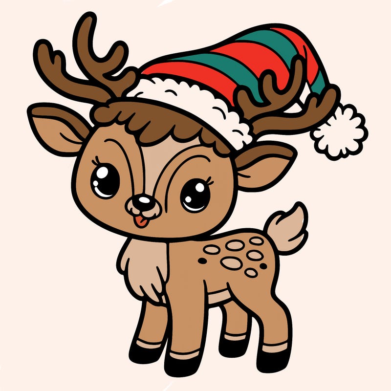 christmas reindeer with santa hat