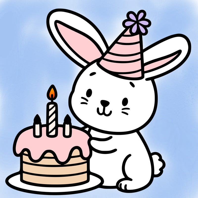 a bunny with a birthday cake