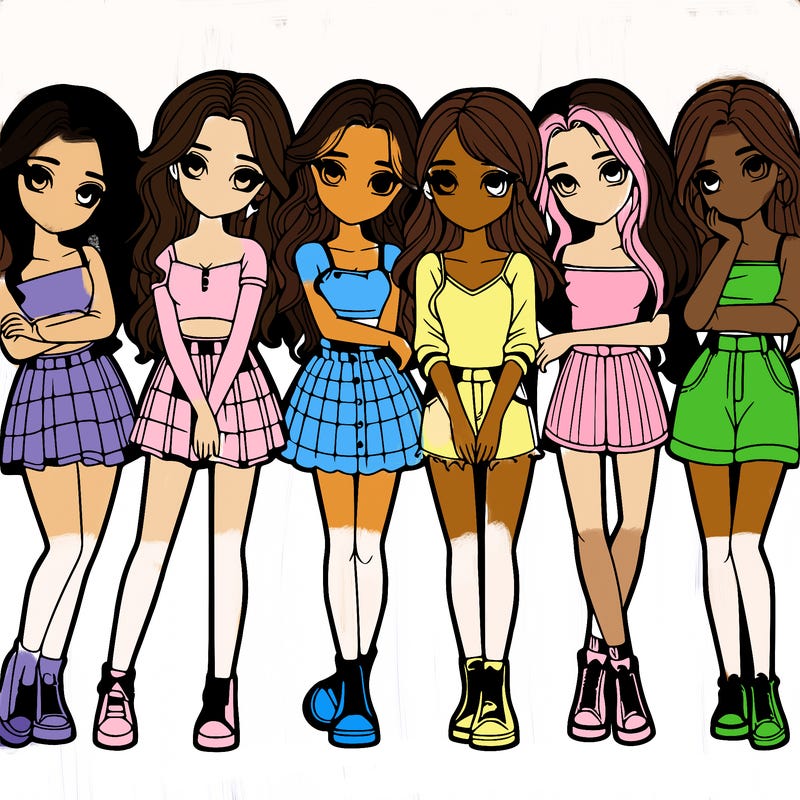 a group of girls realistic