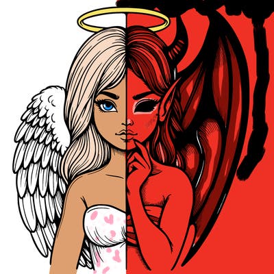 realistic angel half demon