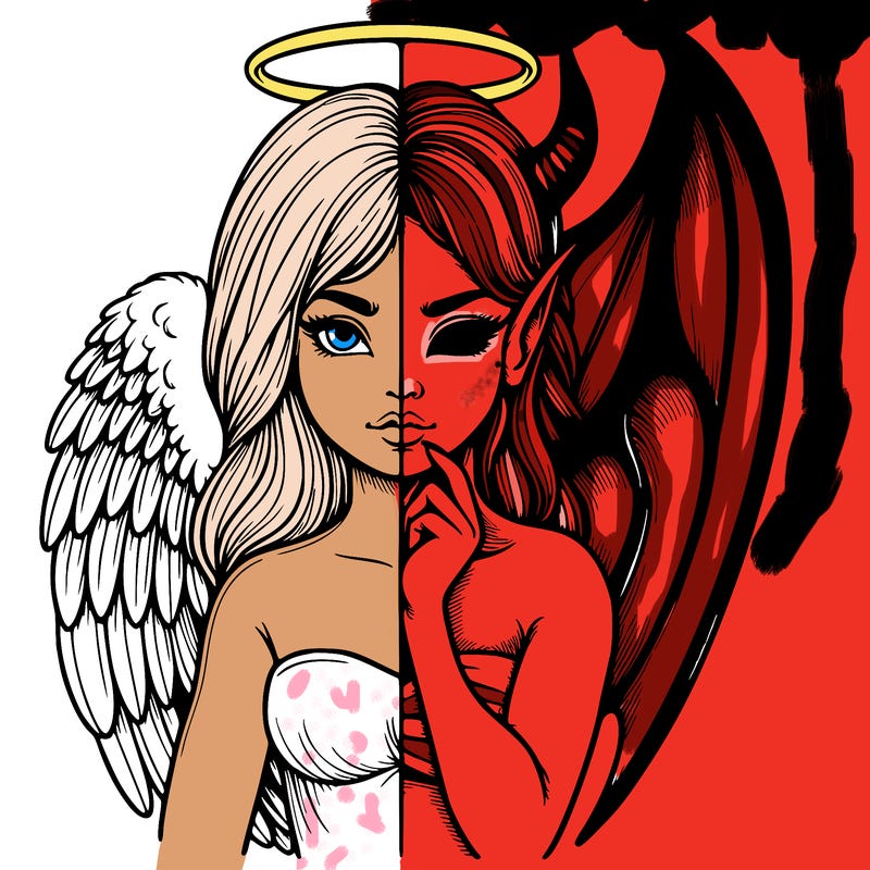 realistic angel half demon
