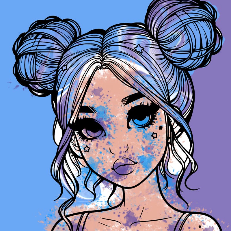 realistic girl with space buns