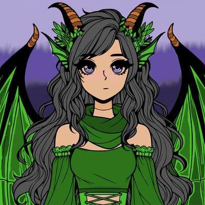 realistic girl with dragon wings horns and a tail