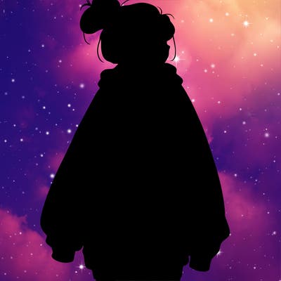 realistic girl with a oversized sweatshirt on and a bun