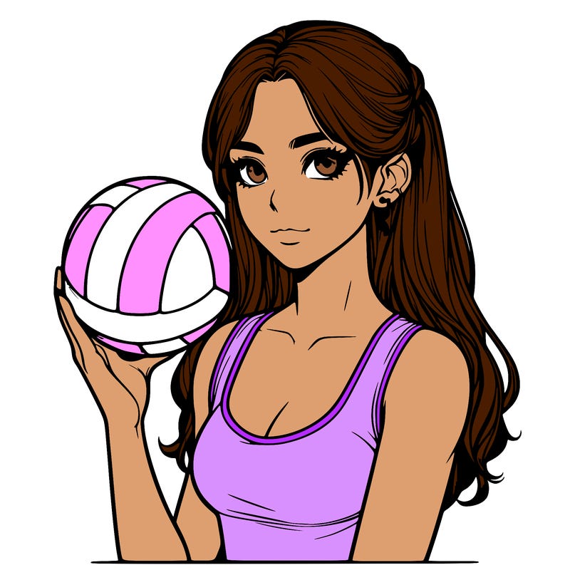 realistic girl  with volleyball