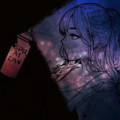 a realistic girl spray, painting