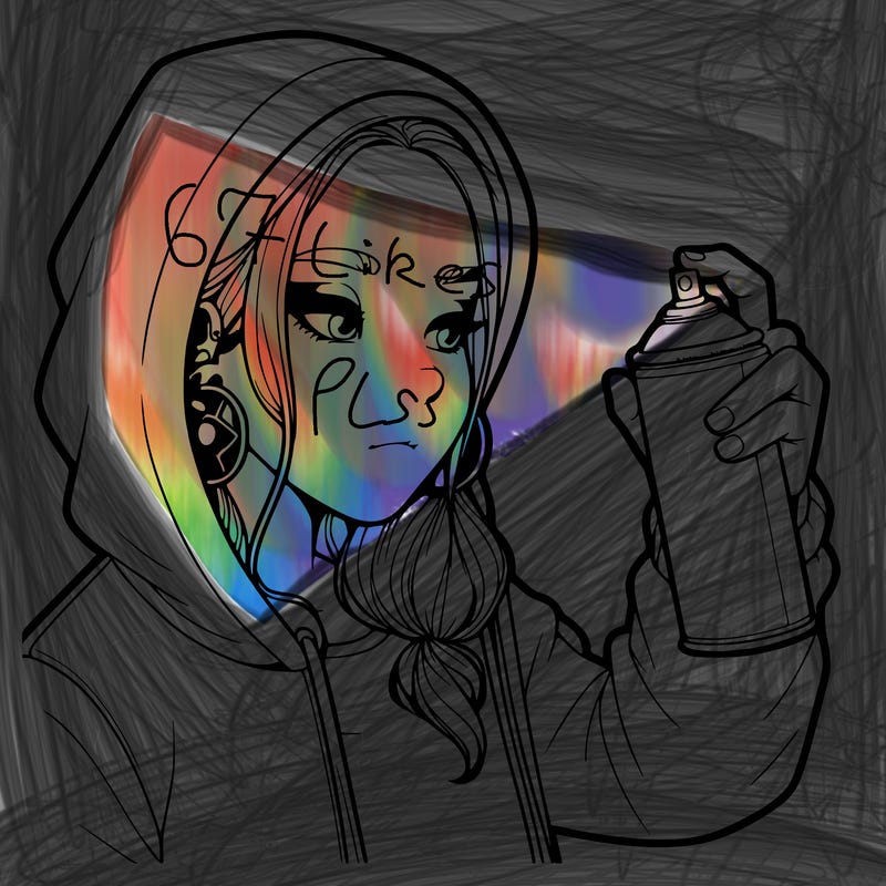 a realistic girl, spray painting