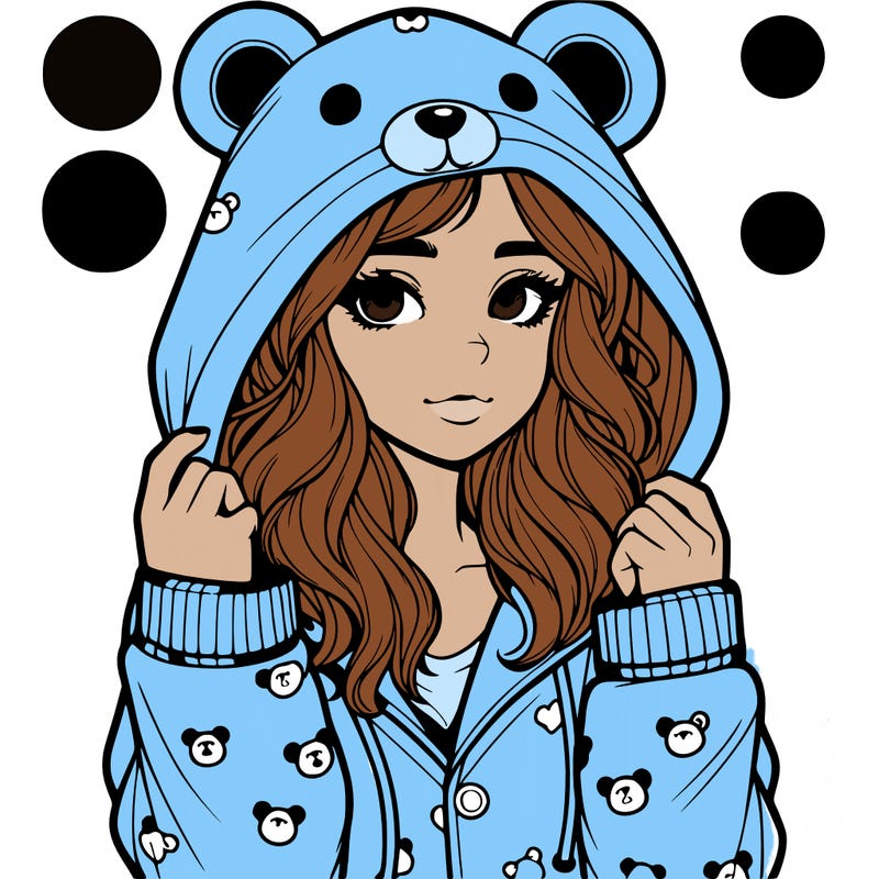 realistic girl in a animal pjs hoodie