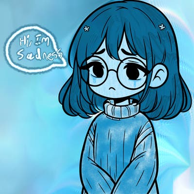 sad girl with glasses in a sweater