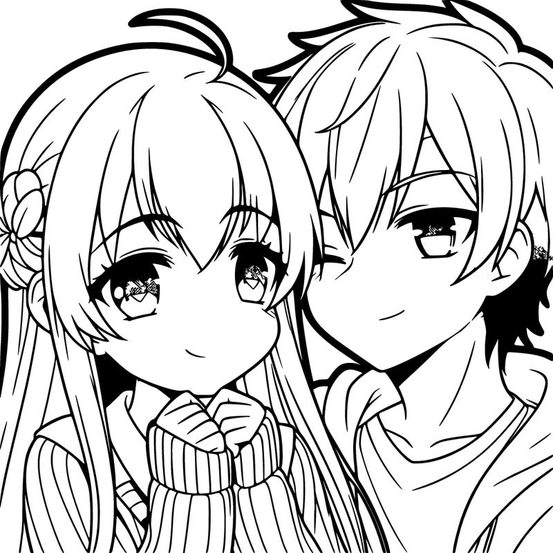 anime girl and boy in love