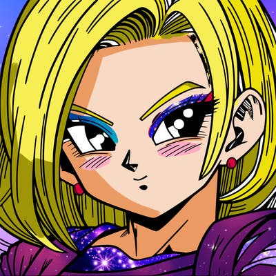 dbz anime android 18 woman, beautiful