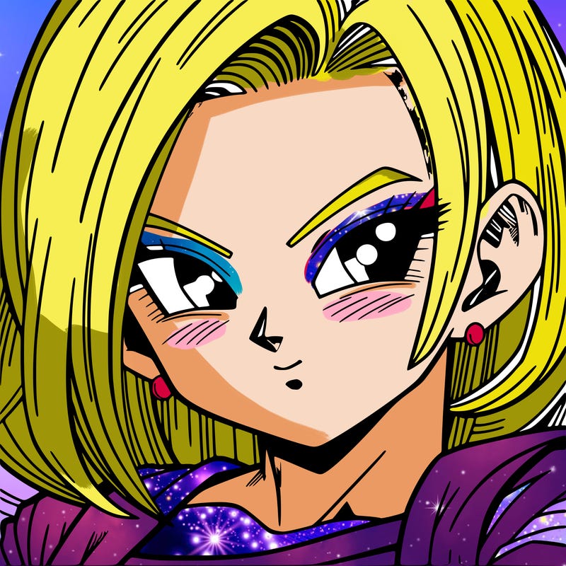 dbz anime android 18 woman, beautiful
