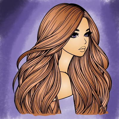 realistic girl with long realistic hair