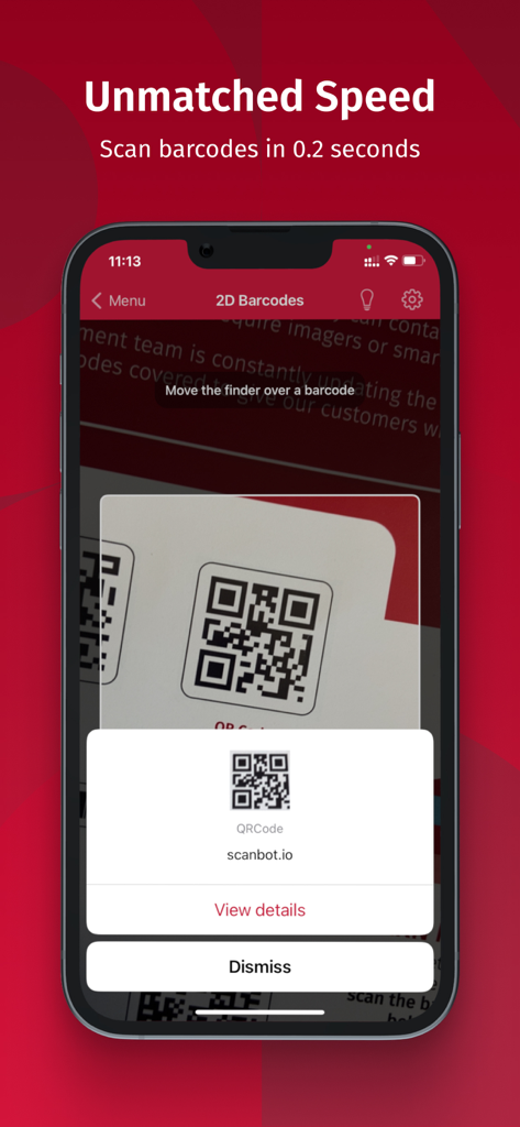 Scanbot SDK app demonstrating fast QR code scanning in 0.2 seconds