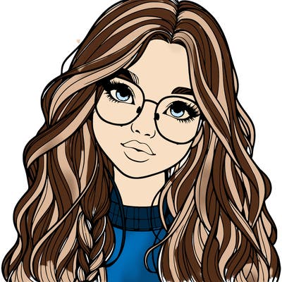 girl with long hair and freckles and glasses realistic