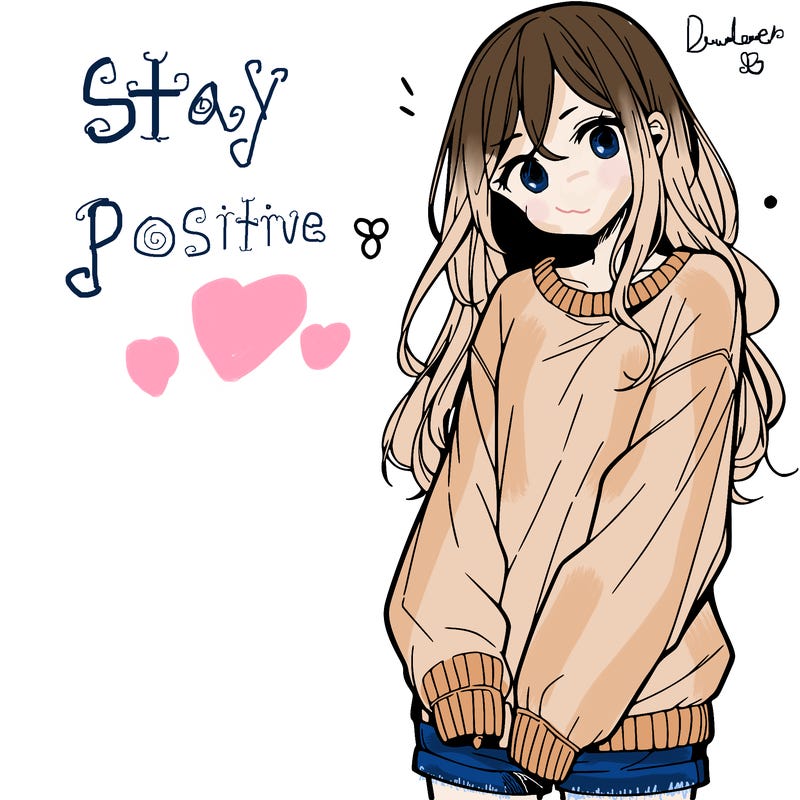 manga teen girl  in a sweater and baggy pants