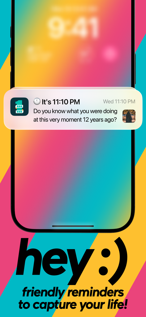 1 Second Everyday: Video Diary - Pantalla de smartphone mostrando una notificación de la aplicación 1 Second Everyday con un recordatorio para capturar tu vida