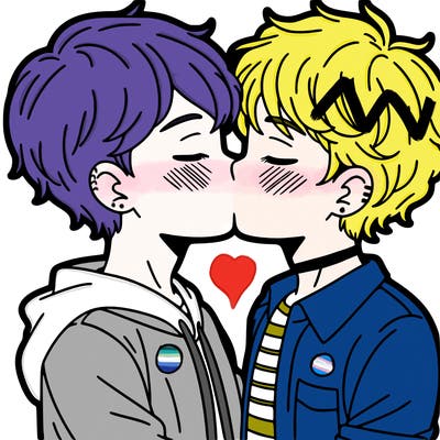 two boys kissing