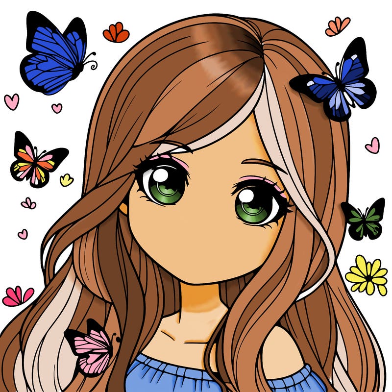 realistic girl with butterflies around her