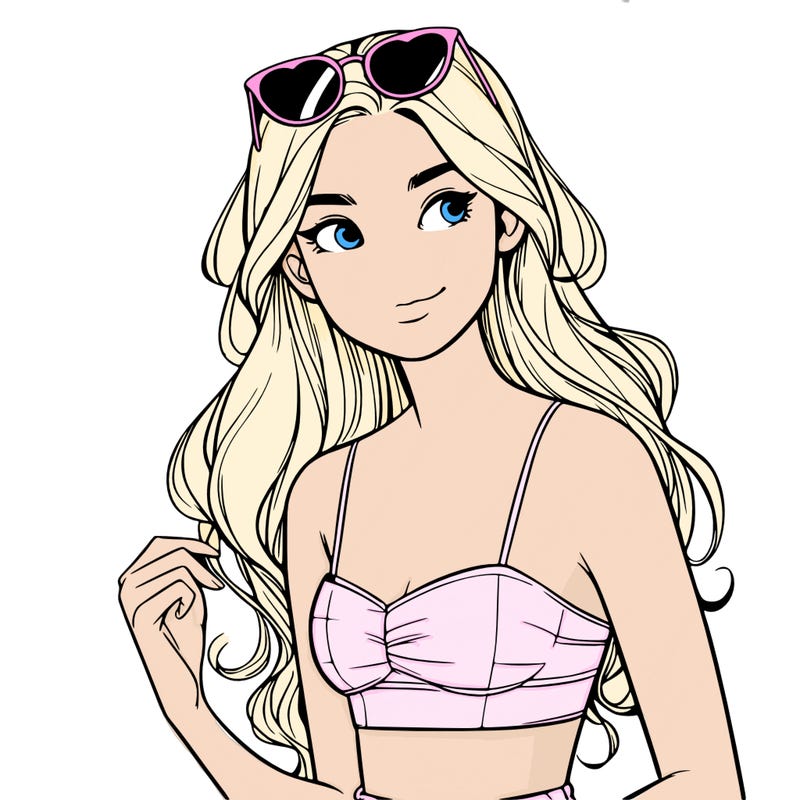 realistic girl in swimsuit