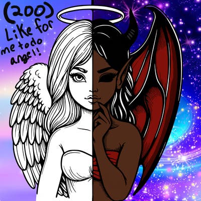 realistic angel half demon