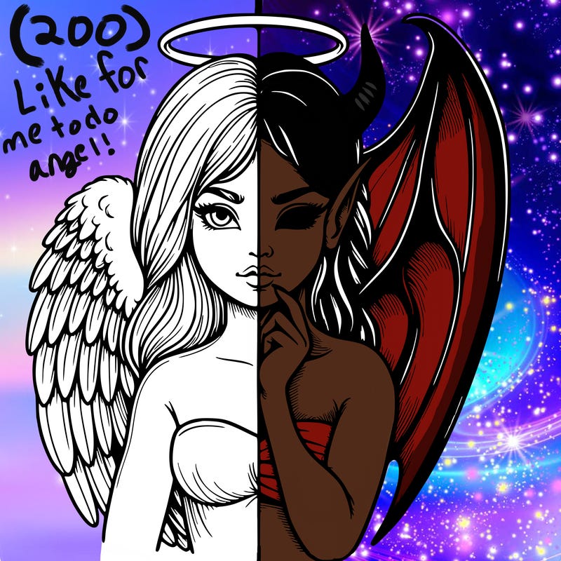 realistic angel half demon