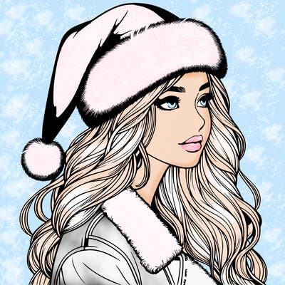 realistic girl in santa hat
