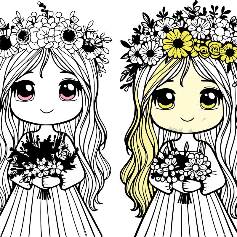 girl with flower bouqet and flower crown