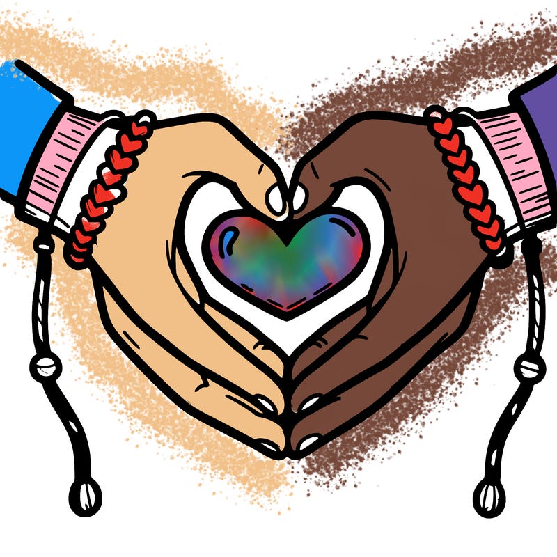 heart hands with friendship bracelets
