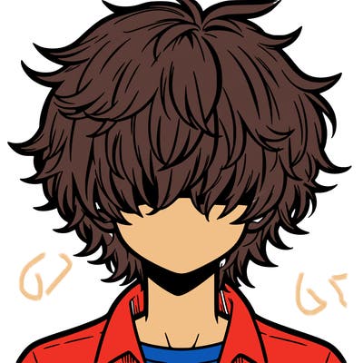 manga boy fluffy hair covering his eyes