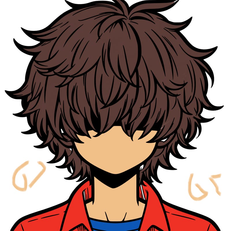 manga boy fluffy hair covering his eyes