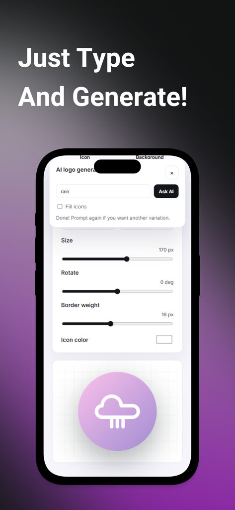 LogoSwift - Logo Maker - App móvil LogoSwift mostrando herramientas de generación y personalización de logos con IA