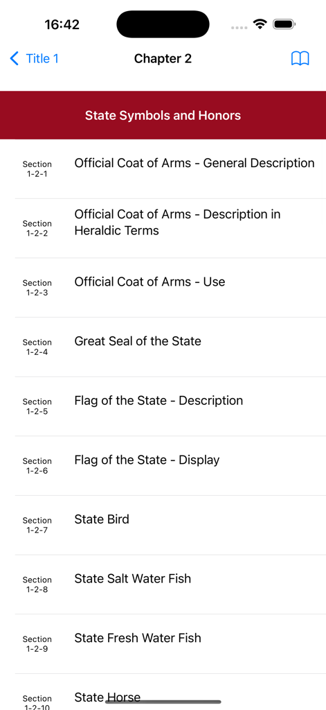 List of Alabama state symbols and honors code sections in the alcode app