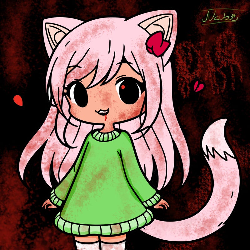 girl with cat ears and tail