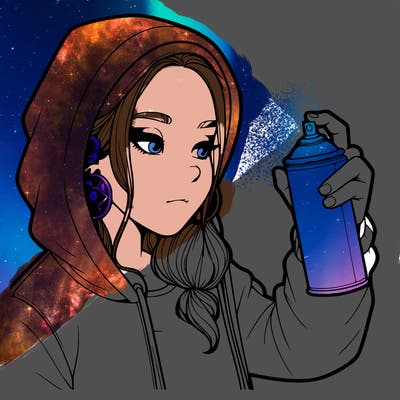 a realistic girl, spray painting