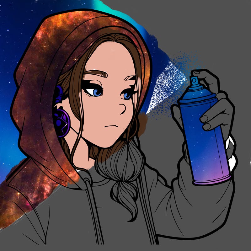 a realistic girl, spray painting