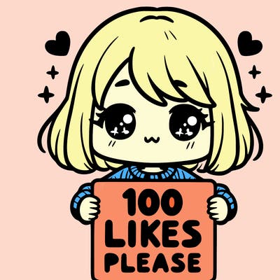 cute girl holding a sign saying 100 likes please