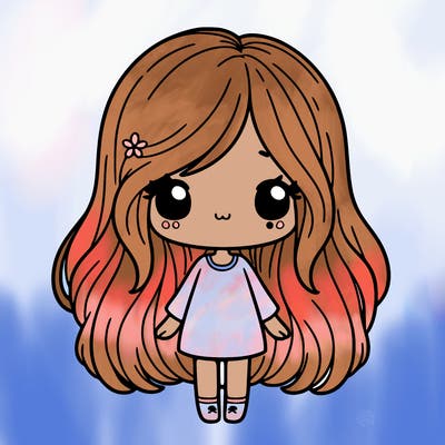 cute girl with long hair